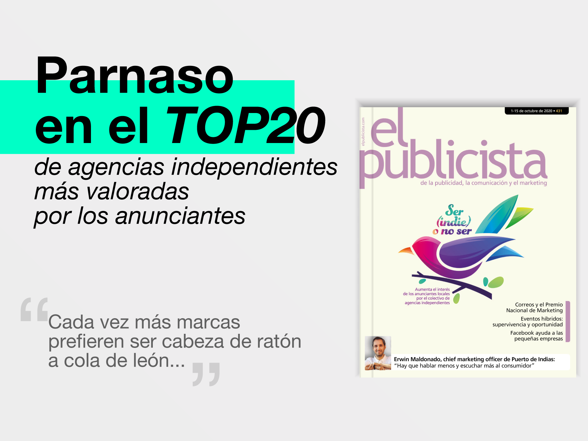 Parnaso en el TOP20 de las agencias mas deseadas por los anunciantes_ELPUBLICISTA